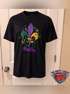 Where I’m From Mardi Gras Graphic T Shirt Men’s Medium Black NWT USA
